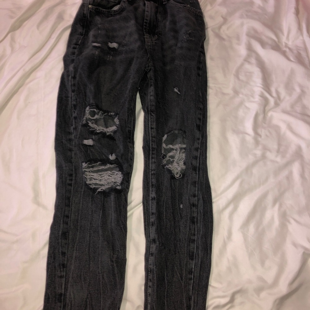 Dark gray ripped jeans from shein